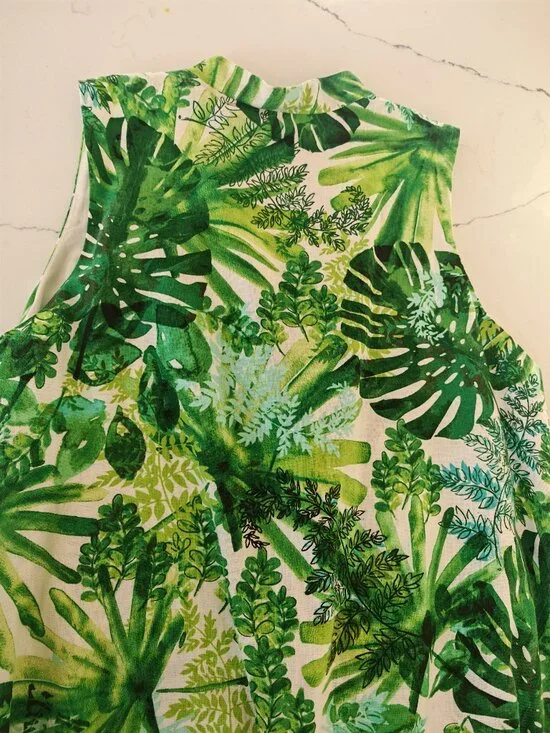 Tommy Bahama Tropical Leaf Print Dress Sleeveless A-Line Mini Resort Vacation Ha - Picture 10 of 13